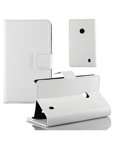 CUSTODIA FLIP ORIZZONTALE PELLE per NOKIA LUMIA 520, LUMIA 525 CON STAND, TASCHE PORTA CARTE E CHIUSURA MAGNETICA COLORE BIANCO