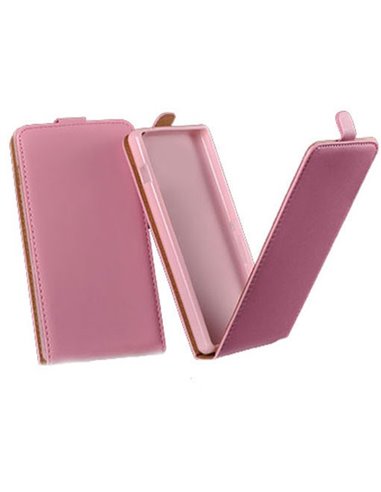 CUSTODIA FLIP VERTICALE SLIM PELLE per SAMSUNG G357 GALAXY ACE 4 CON INTERNO IN TPU SILICONE COLORE ROSA