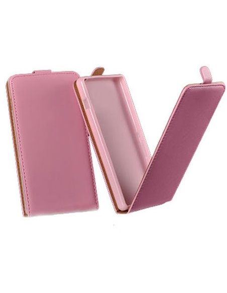 CUSTODIA FLIP VERTICALE SLIM PELLE per SAMSUNG G357 GALAXY ACE 4 CON INTERNO IN TPU SILICONE COLORE ROSA