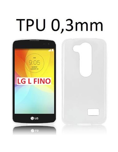 CUSTODIA GEL TPU SILICONE ULTRA SLIM 0,3mm per LG L FINO, D290N, D295 COLORE BIANCO TRASPARENTE