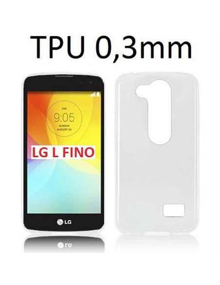 CUSTODIA GEL TPU SILICONE ULTRA SLIM 0,3mm per LG L FINO, D290N, D295 COLORE BIANCO TRASPARENTE