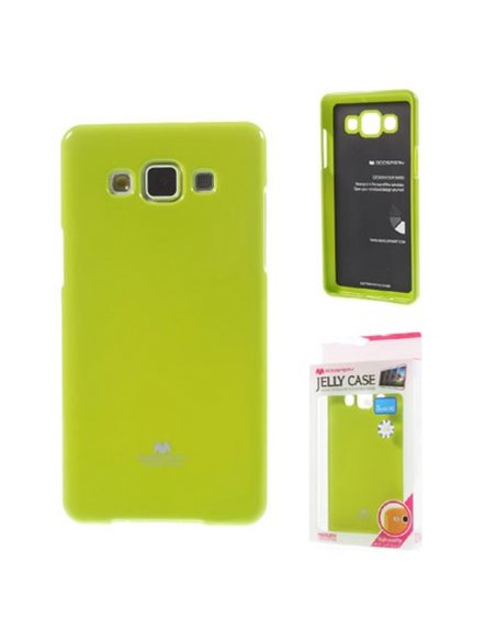 CUSTODIA GEL TPU SILICONE per SAMSUNG SM-A300 GALAXY A3 (NO VERSIONE 2016) VERDE LUCIDO CON GLITTER ALTA QUALITA' MERCURY