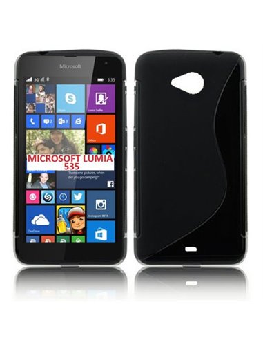 CUSTODIA GEL TPU SILICONE DOUBLE per MICROSOFT LUMIA 535, LUMIA 535 DUAL COLORE NERO