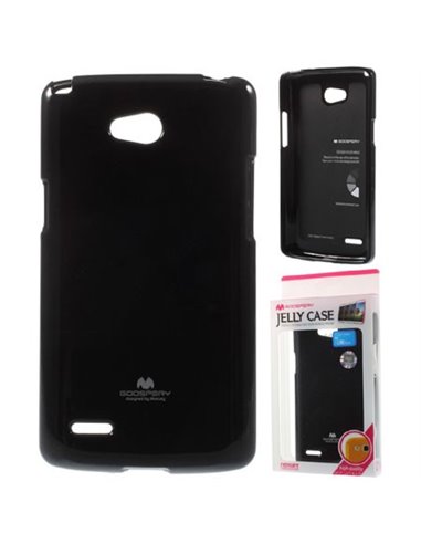 CUSTODIA GEL TPU SILICONE per LG L80 DUAL, D380 COLORE NERO LUCIDO CON GLITTER ALTA QUALITA' MERCURY BLISTER