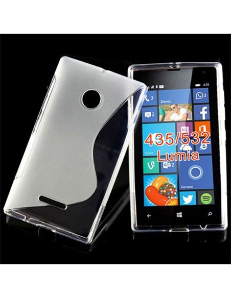 CUSTODIA GEL TPU SILICONE DOUBLE per MICROSOFT LUMIA 435 COLORE BIANCO-TRASPARENTE