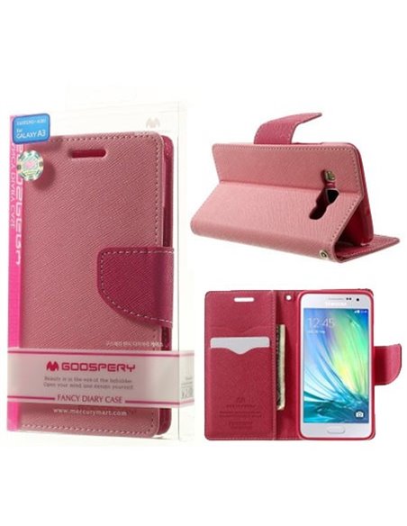 CUSTODIA FLIP ORIZZONTALE per SAMSUNG SM-A300 GALAXY A3 (NO VERSIONE 2016) CON INTERNO IN TPU E STAND ROSA FANCY MERCURY