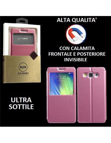 CUSTODIA FLIP ORIZZONTALE PELLE per SAMSUNG GALAXY A7 (NO VERSIONE 2016) con CHIUSURA MAGNETICA INVISIBILE ED INTERNO IN TPU ROS