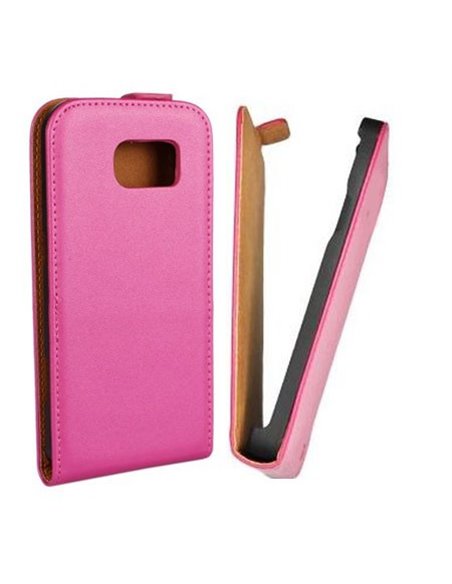 CUSTODIA FLIP VERTICALE SLIM SIMILPELLE per SAMSUNG SM-G920 GALAXY S6 COLORE ROSA