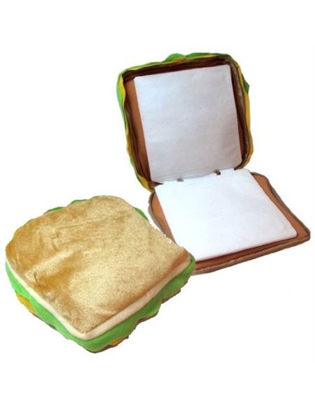 CUSTODIA PORTA CD/DVD IN PELUCHE A FORMA DI PANINO CON 24 POSTI E CHIUSURA CON ZIP COLORE BEIGE