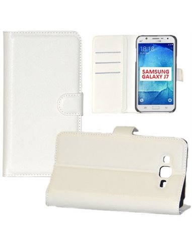 CUSTODIA FLIP ORIZZONTALE SIMILPELLE per SAMSUNG SM-J700F GALAXY J7 CON STAND E CHIUSURA MAGNETICA COLORE BIANCO