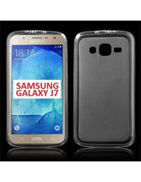 CUSTODIA GEL TPU SILICONE per SAMSUNG SM-J700F GALAXY J7 COLORE BIANCO - TRASPARENTE