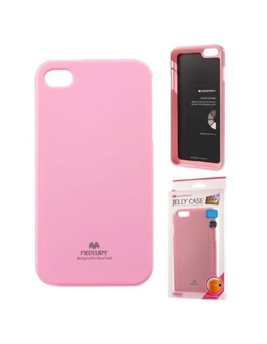 CUSTODIA GEL TPU SILICONE per APPLE IPHONE 4, 4s COLORE ROSA LUCIDO CON GLITTER ALTA QUALITA' MERCURY BLISTER