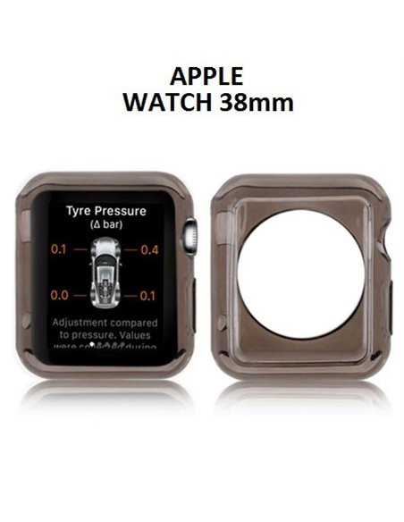 CUSTODIA GEL TPU SILICONE per APPLE WATCH 38MM COLORE NERO TRASPARENTE