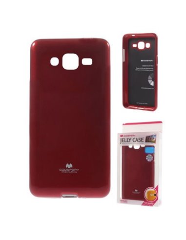 CUSTODIA GEL TPU SILICONE per SAMSUNG SM-J500F GALAXY J5 COLORE ROSSO LUCIDO CON GLITTER ALTA QUALITA' MERCURY BLISTER