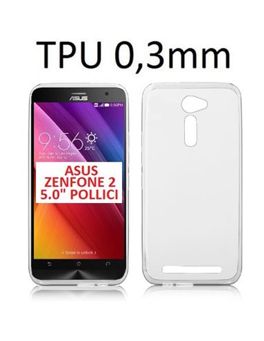 CUSTODIA GEL TPU SILICONE ULTRA SLIM 0,3mm per ASUS ZENFONE 2 ZE500CL, ZE500ML, 5.0' POLLICI COLORE BIANCO TRASPARENTE