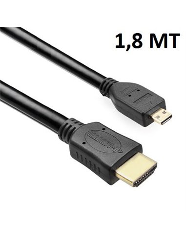 CAVO HDMI MASCHIO TIPO A 19PIN A MINI HDMI MASCHIO TIPO C 19PIN VERSIONE 1.3 LUNGHEZZA CAVO 1,8 MT COLORE NERO SC10140 VULTECH