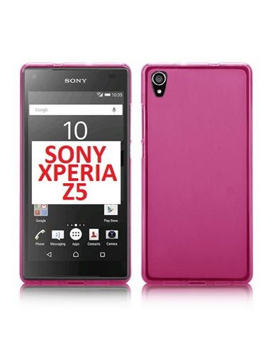 CUSTODIA GEL TPU SILICONE per SONY XPERIA Z5, XPERIA Z5 DUAL COLORE ROSA TRASPARENTE