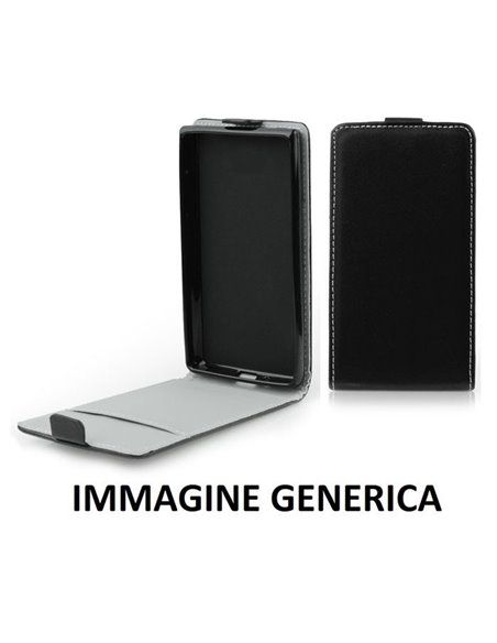 CUSTODIA FLIP VERTICALE SLIM SIMILPELLE per LG BELLO 2, X150 CON INTERNO IN TPU SILICONE COLORE NERO