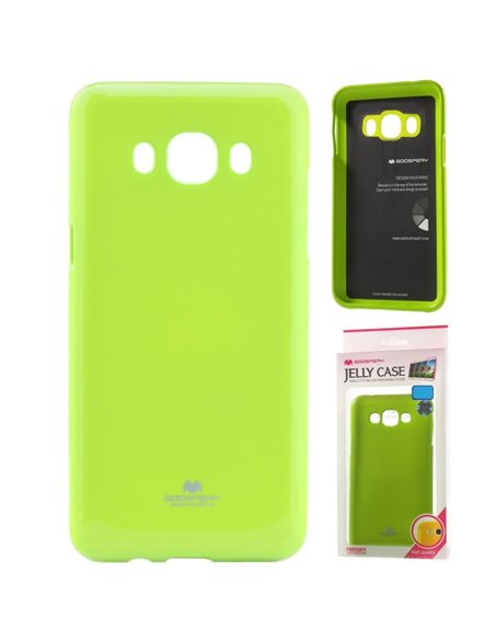 CUSTODIA GEL TPU SILICONE per SAMSUNG SM-J510 GALAXY J5 (2016) COLORE VERDE LUCIDO CON GLITTER ALTA QUALITA' MERCURY BLISTER