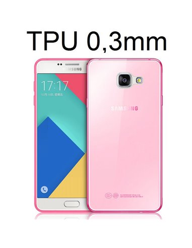 CUSTODIA per SAMSUNG SM-A310 GALAXY A3 (2016) IN GEL TPU SILICONE ULTRA SLIM 0,3mm COLORE ROSA TRASPARENTE