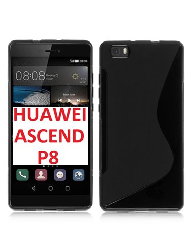 CUSTODIA GEL TPU SILICONE DOUBLE per HUAWEI ASCEND P8 COLORE NERO