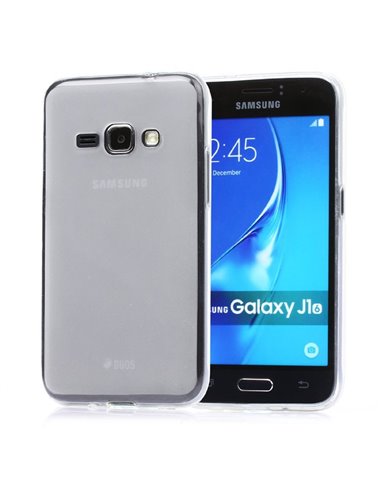 CUSTODIA GEL TPU SILICONE per SAMSUNG SM-J120 GALAXY J1 (2016) COLORE BIANCO TRASPARENTE