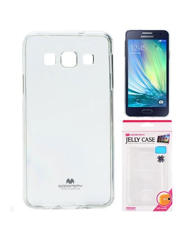 CUSTODIA GEL TPU SILICONE TRASPARENTE per SAMSUNG SM-A300 GALAXY A3 (NO VERSIONE 2016) ALTA QUALITA' MERCURY BLISTER