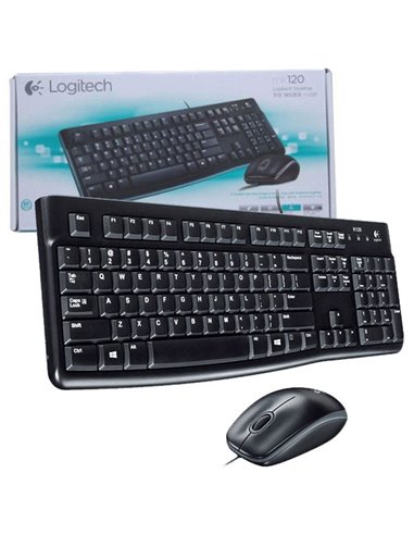 KIT TASTIERA + MOUSE USB 2.0 CON RISOLUZIONE 1000DPI E FUNZIONE PLUG AND PLAY MK120 COLORE NERO 920-002543 LOGITECH BLISTER