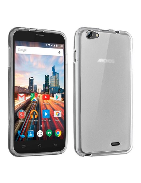 CUSTODIA GEL TPU SILICONE per ARCHOS 55 HELIUM PLUS 4G COLORE BIANCO TRASPARENTE