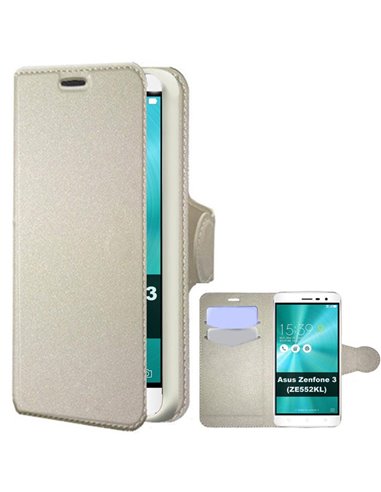 CUSTODIA FLIP ORIZZONTALE SIMILPELLE per ASUS ZENFONE 3 (ZE552KL), 5.5' POLLICI CON INTERNO IN TPU E STAND COLORE BIANCO