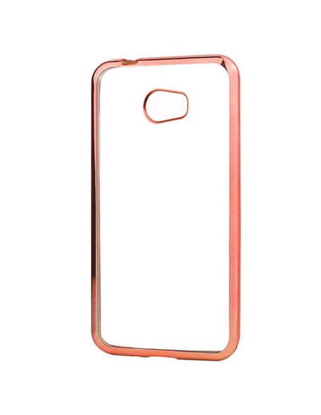 CUSTODIA GEL TPU SILICONE per HUAWEI Y5 II, Y6 II COMPACT TRASPARENTE CON CORNICE COLORE ROSA ORO