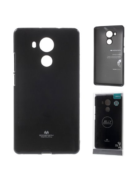 CUSTODIA per HUAWEI MATE 8 IN GEL TPU SILICONE COLORE NERO LUCIDO CON GLITTER ALTA QUALITA' MERCURY BLISTER