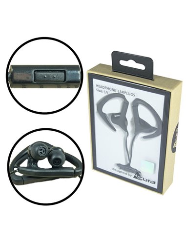 AURICOLARE STEREO con CONNETTORE JACK 3,5mm - GOMMINI E ARCHETTO + TASTO DI RISPOSTA COLORE NERO CU-1300 ACURA