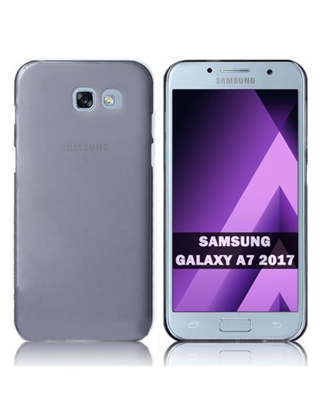 CUSTODIA per SAMSUNG SM-A720 GALAXY A7 2017 IN GEL TPU SILICONE COLORE NERO TRASPARENTE