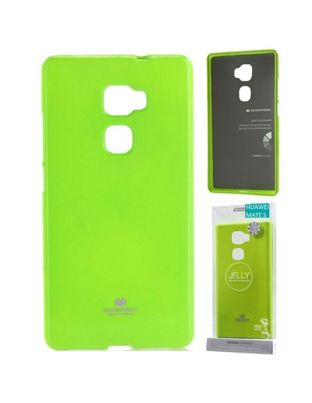 CUSTODIA per HUAWEI MATE S IN GEL TPU SILICONE COLORE VERDE LUCIDO CON GLITTER ALTA QUALITA' MERCURY BLISTER