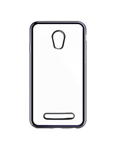 CUSTODIA per ALCATEL OT-5010D PIXI 4 5.0 3G - 5' POLLICI IN GEL TPU SILICONE TRASPARENTE CON CORNICE COLORE NERO