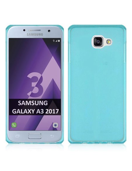 CUSTODIA per SAMSUNG SM-A320 GALAXY A3 (2017) IN GEL TPU SILICONE COLORE BLU TRASPARENTE