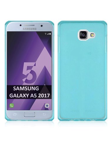 CUSTODIA per SAMSUNG SM-A520 GALAXY A5 (2017) IN GEL TPU SILICONE COLORE BLU TRASPARENTE