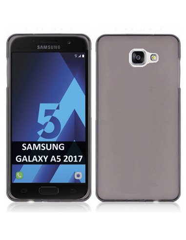 CUSTODIA per SAMSUNG SM-A520 GALAXY A5 (2017) IN GEL TPU SILICONE COLORE NERO TRASPARENTE