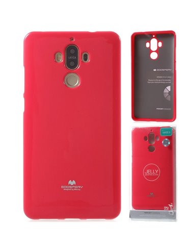 CUSTODIA per HUAWEI MATE 9 IN GEL TPU SILICONE COLORE FUCSIA LUCIDO CON GLITTER ALTA QUALITA' MERCURY BLISTER