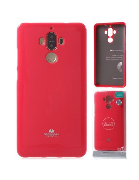 CUSTODIA per HUAWEI MATE 9 IN GEL TPU SILICONE COLORE FUCSIA LUCIDO CON GLITTER ALTA QUALITA' MERCURY BLISTER