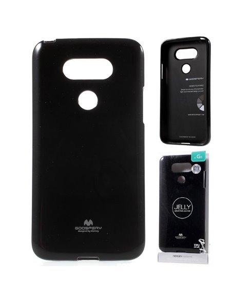 CUSTODIA per LG G6, H870, G6 DUAL SIM H870DS COLORE NERO LUCIDO CON GLITTER ALTA QUALITA' MERCURY BLISTER