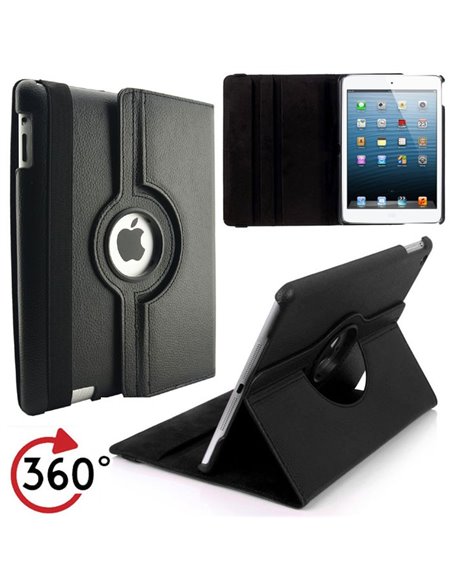 CUSTODIA per APPLE IPAD MINI 4 - BOOK ORIZZONTALE SIMILPELLE GIREVOLE CON STAND E CHIUSURA CON ELASTICO COLORE NERO