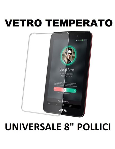 PELLICOLA PROTEGGI DISPLAY UNIVERSALE VETRO TEMPERATO 0,33mm PER DISPOSITIVI DA 8' POLLICI DIMENSIONI 205 mm X 120 mm