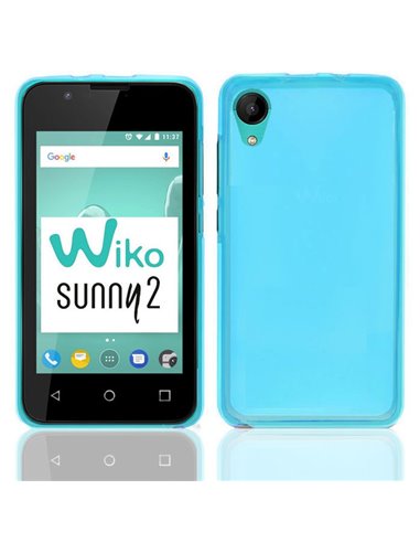 CUSTODIA per WIKO SUNNY 2 IN GEL TPU SILICONE COLORE AZZURRO TRASPARENTE