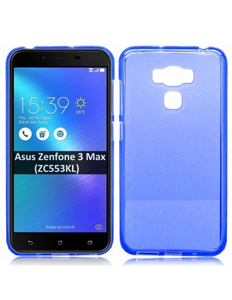 CUSTODIA per ASUS ZENFONE 3 MAX ZC553KL - 5.5' POLLICI IN GEL TPU SILICONE COLORE BLU TRASPARENTE