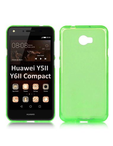 CUSTODIA per HUAWEI Y5 II, Y6 II COMPACT IN GEL TPU SILICONE COLORE VERDE TRASPARENTE