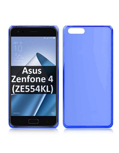 CUSTODIA per ASUS ZENFONE 4 (ZE554KL) - 5.5' POLLICI IN GEL TPU SILICONE COLORE BLU TRASPARENTE