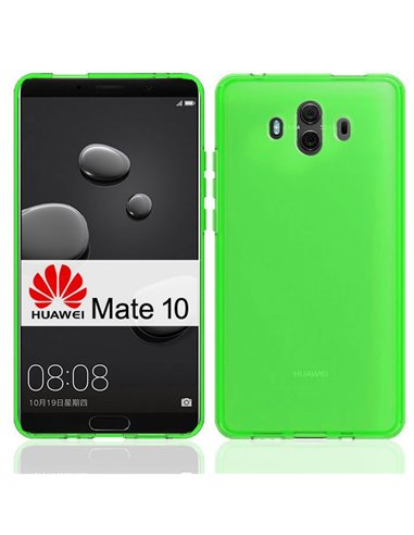 CUSTODIA per HUAWEI MATE 10 IN GEL TPU SILICONE COLORE VERDE TRASPARENTE