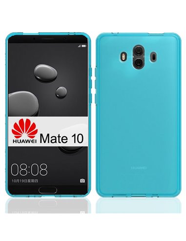 CUSTODIA per HUAWEI MATE 10 IN GEL TPU SILICONE COLORE AZZURRO TRASPARENTE